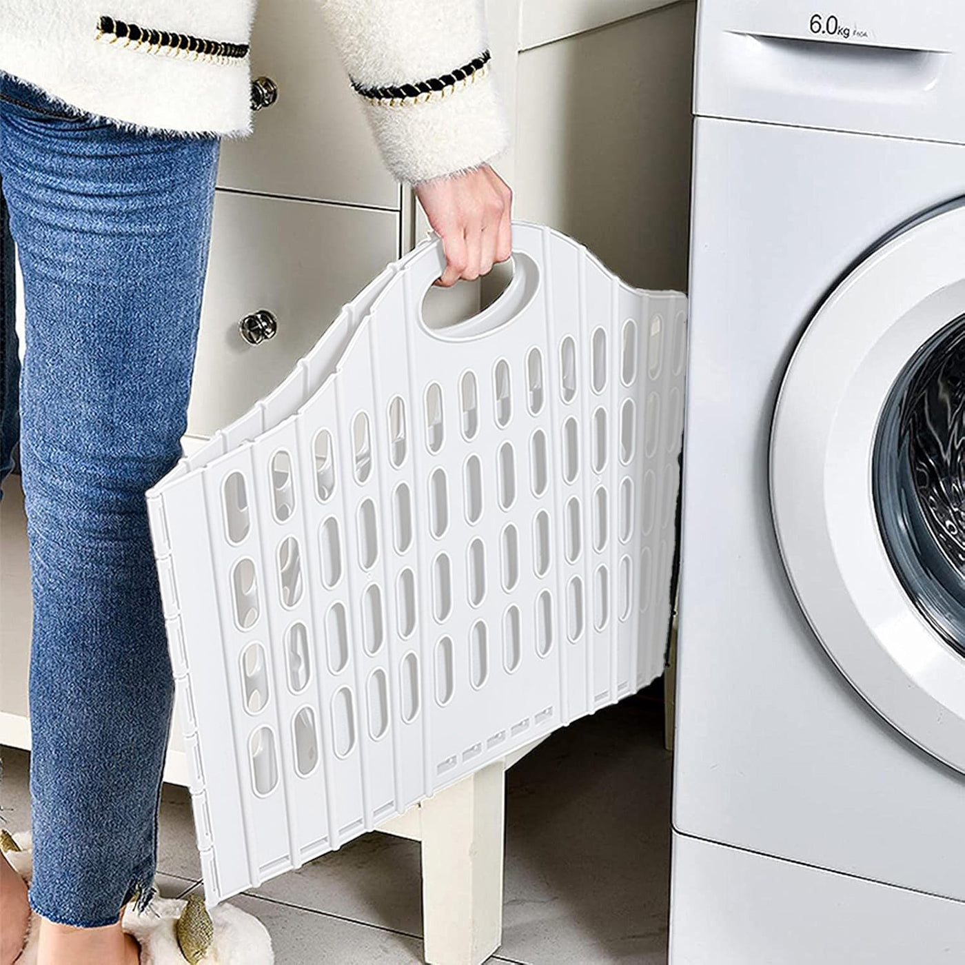 Plastic Foldable Laundry Basket for Clothes with Handle | Laundry Bag for Bathroom | Washing Clothes Storage Basket | Toy Storage Basket