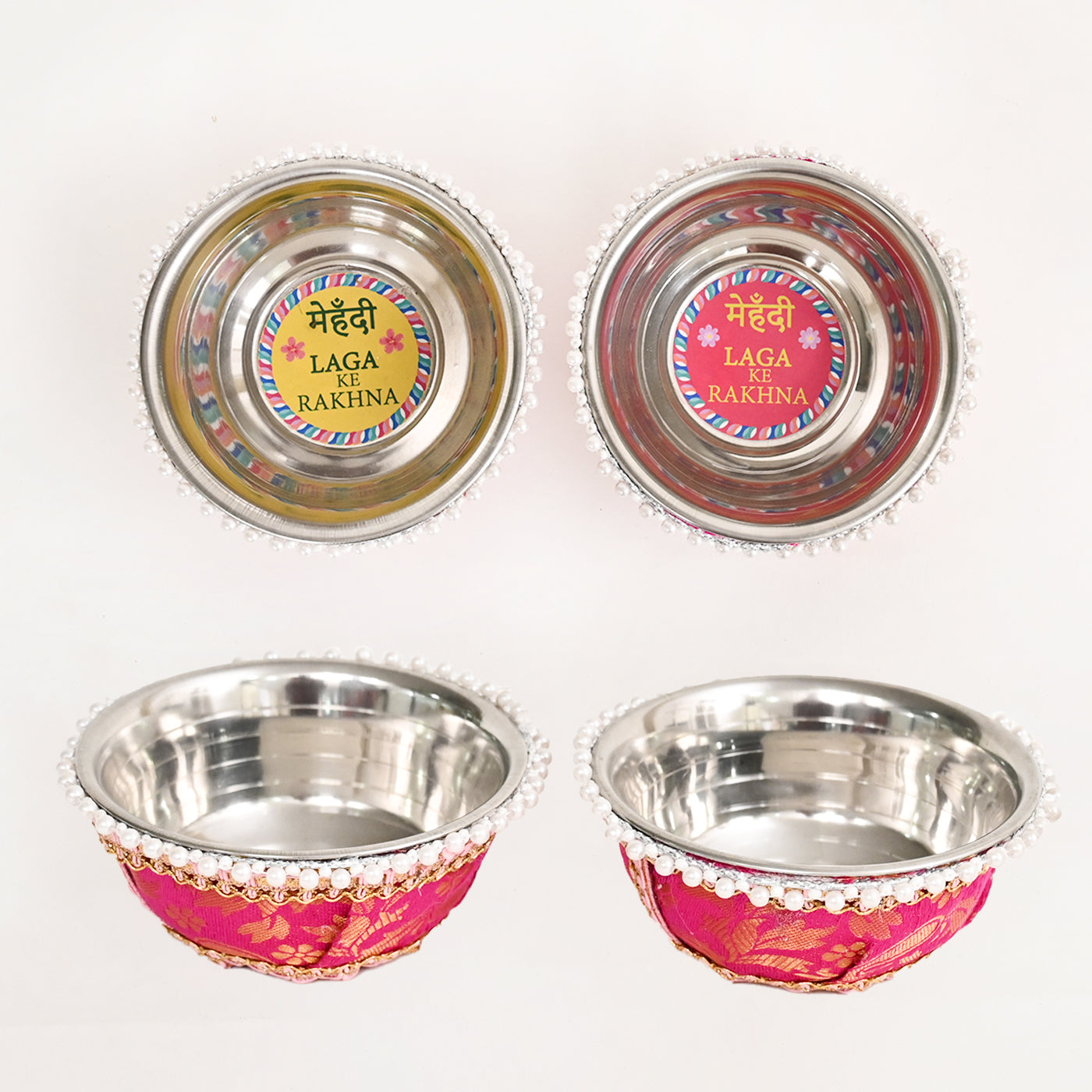 Floral Mehndi Platter - Dark Pink