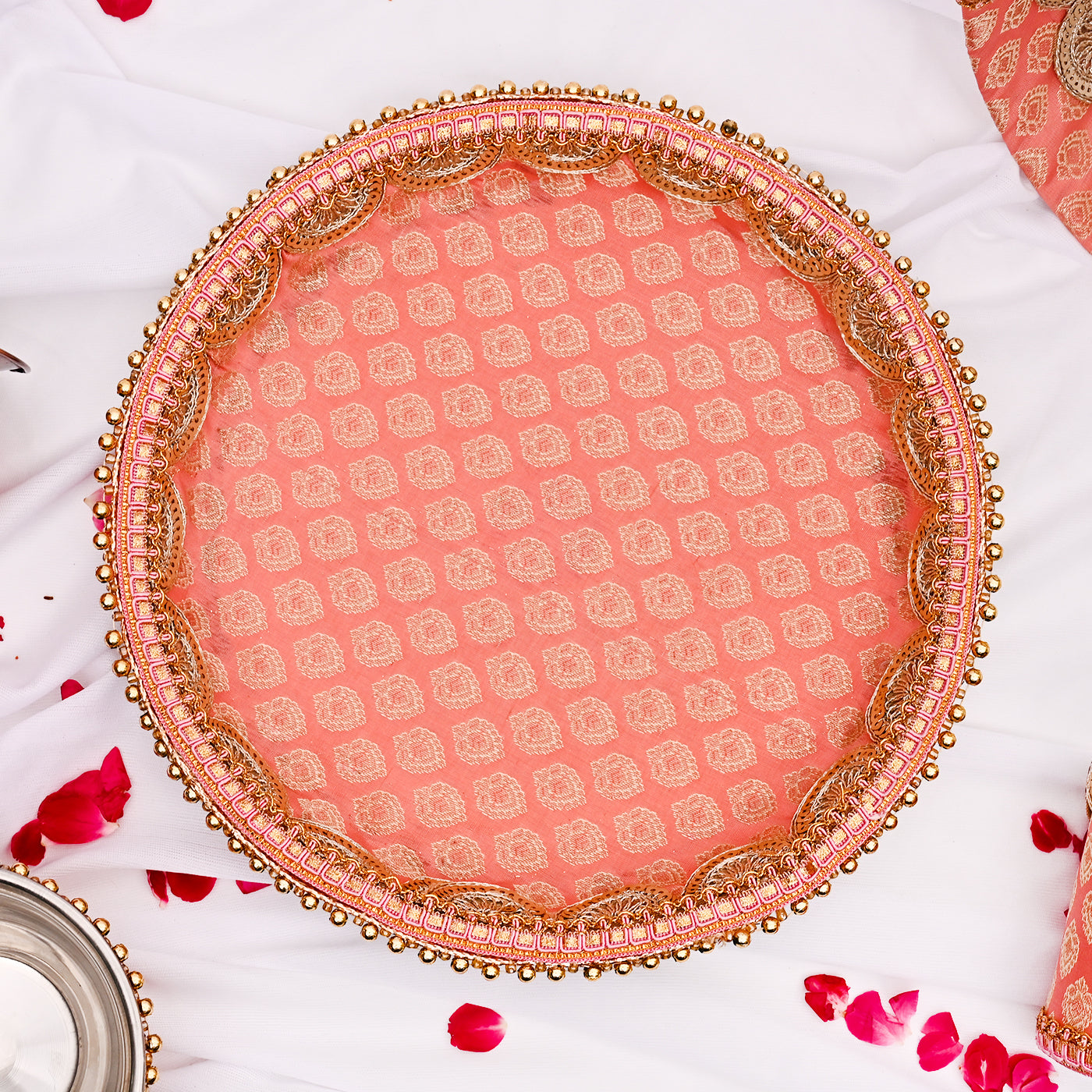 Handcrafted Karwa Chauth Thali Set - Peach