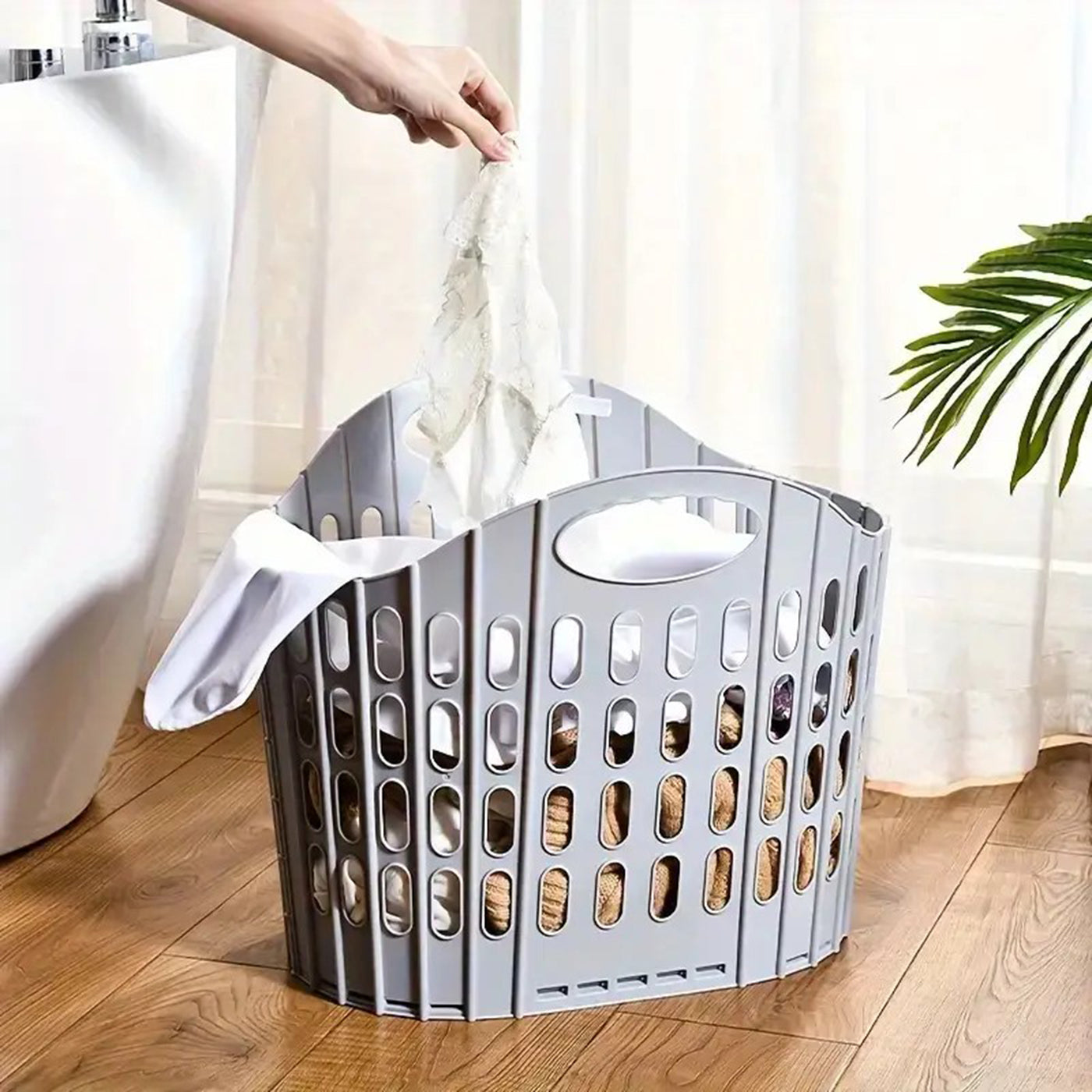 Plastic Foldable Laundry Basket for Clothes with Handle | Laundry Bag for Bathroom | Washing Clothes Storage Basket | Toy Storage Basket
