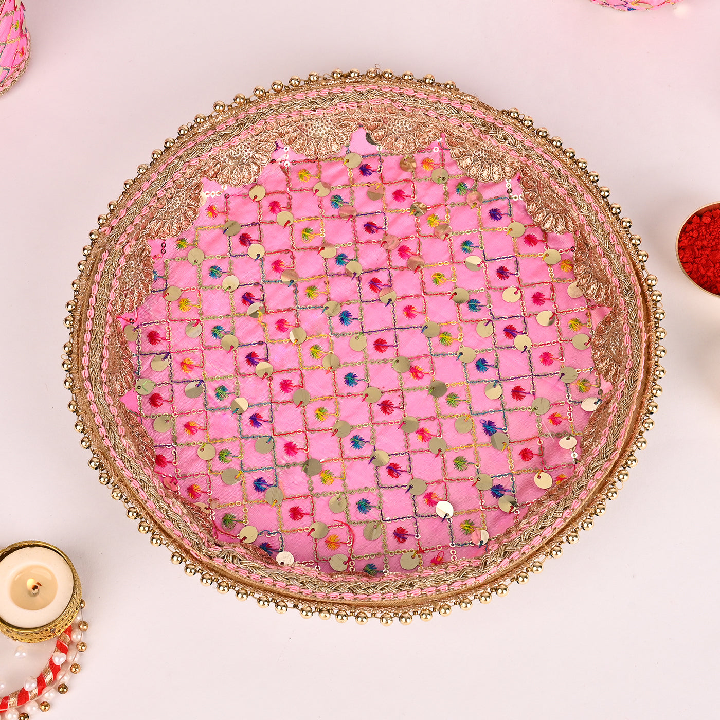 Karwa Chauth Thali Set - Pink