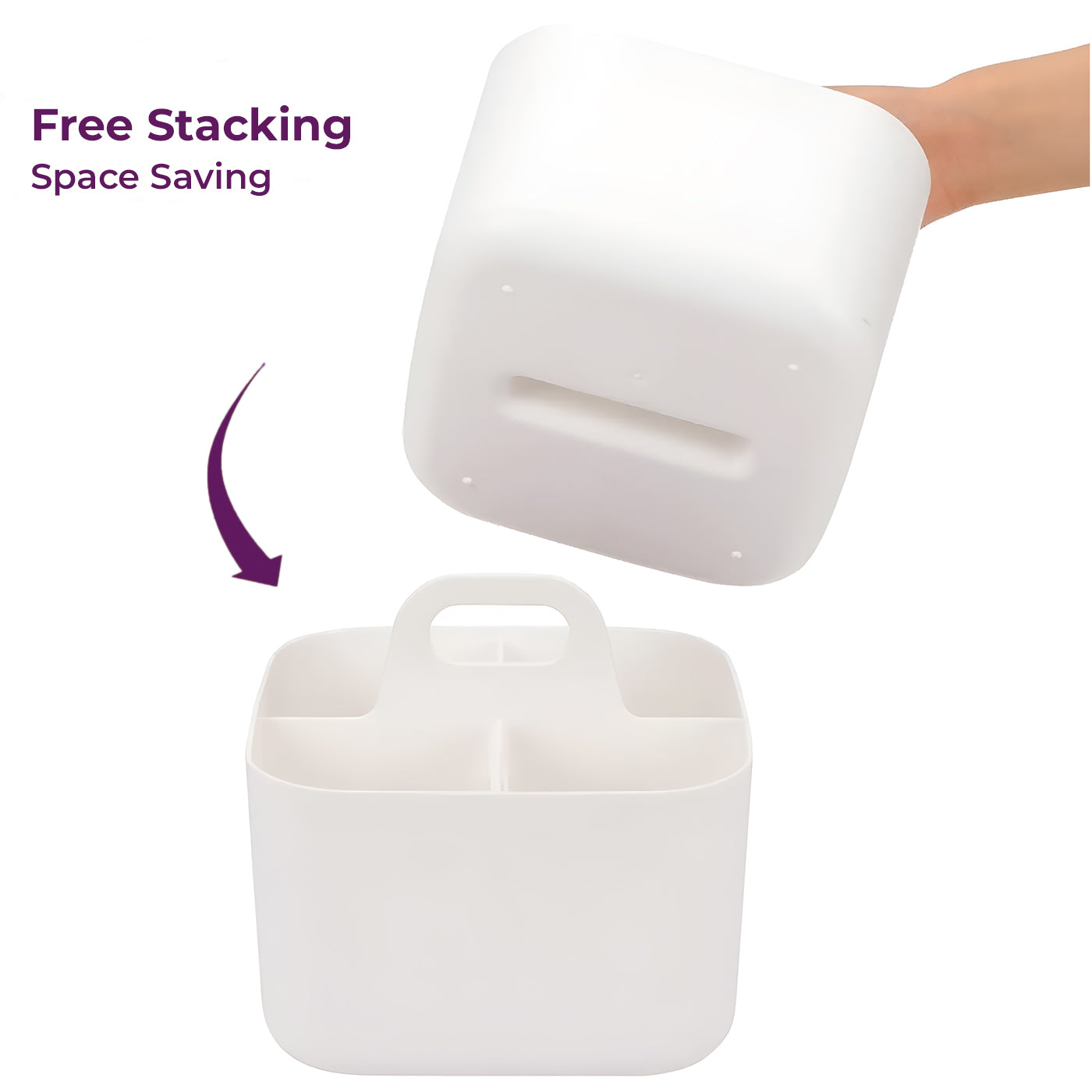 Multi-functional Plastic Desk and Bathroom Organizer 4 Compartments for Cosmetics, Pens, Pencils, and Toothpaste