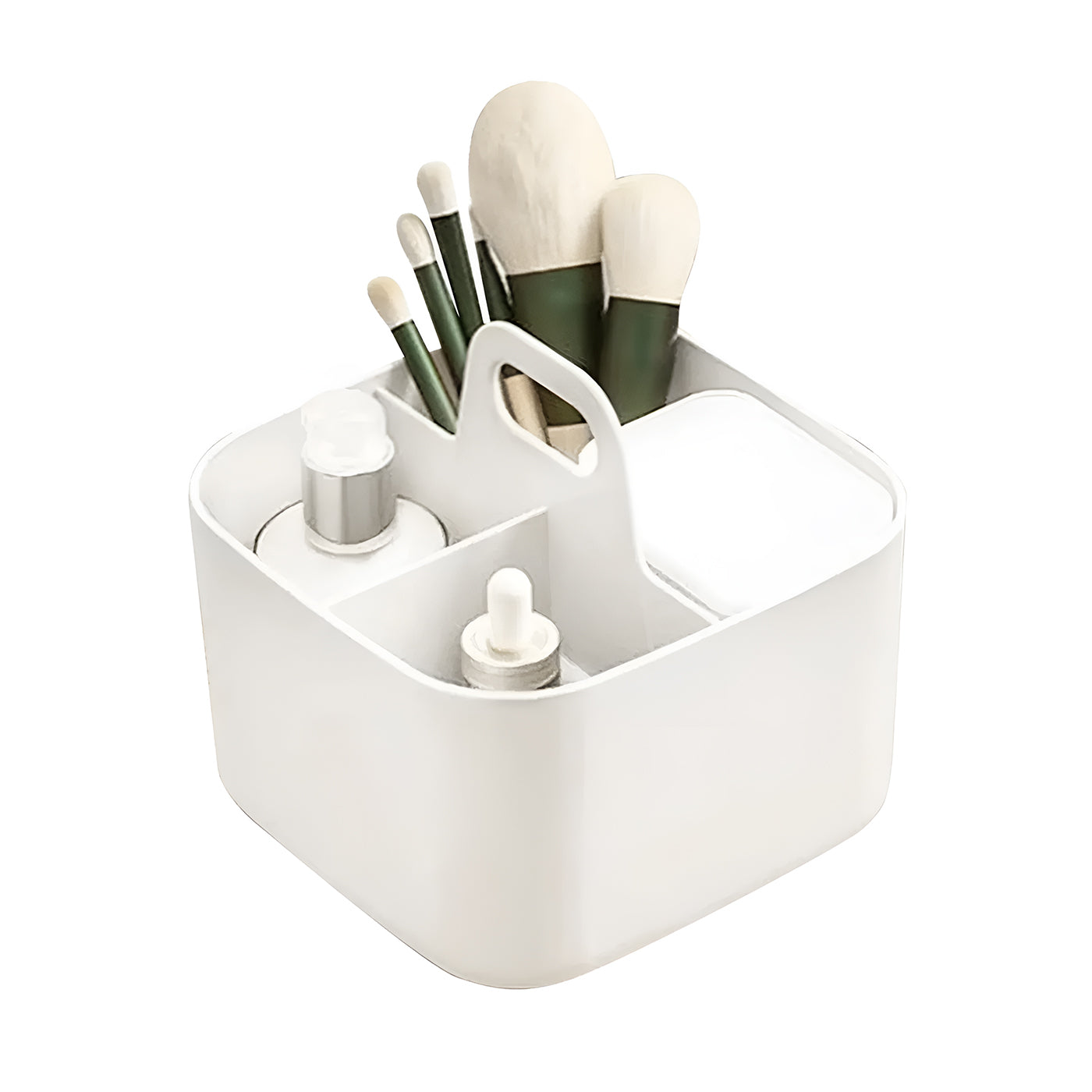 Multi-functional Plastic Desk and Bathroom Organizer 4 Compartments for Cosmetics, Pens, Pencils, and Toothpaste