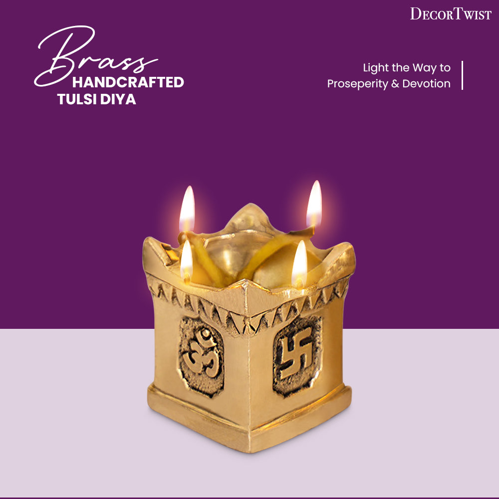 Brass Handcrafted Tulsi Diya For Home Temple Office Puja