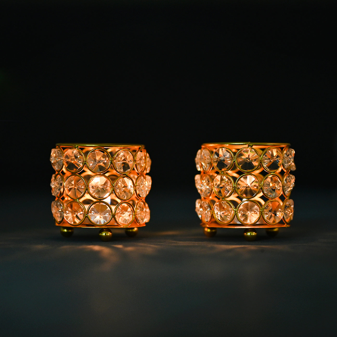 Glimmering Crystal Tea-Light Holder(Set of 2)