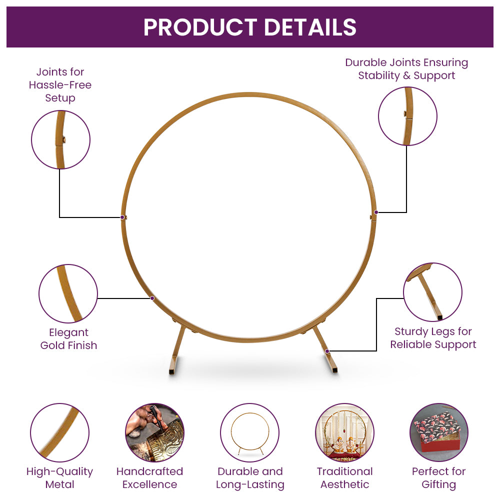 Circular Backdrop Stand for Christmas, Wedding, Ring ceremony, Birthday, Baby Shower, Diwali, Ganpati , Janmashtami, Laxmi Pooja