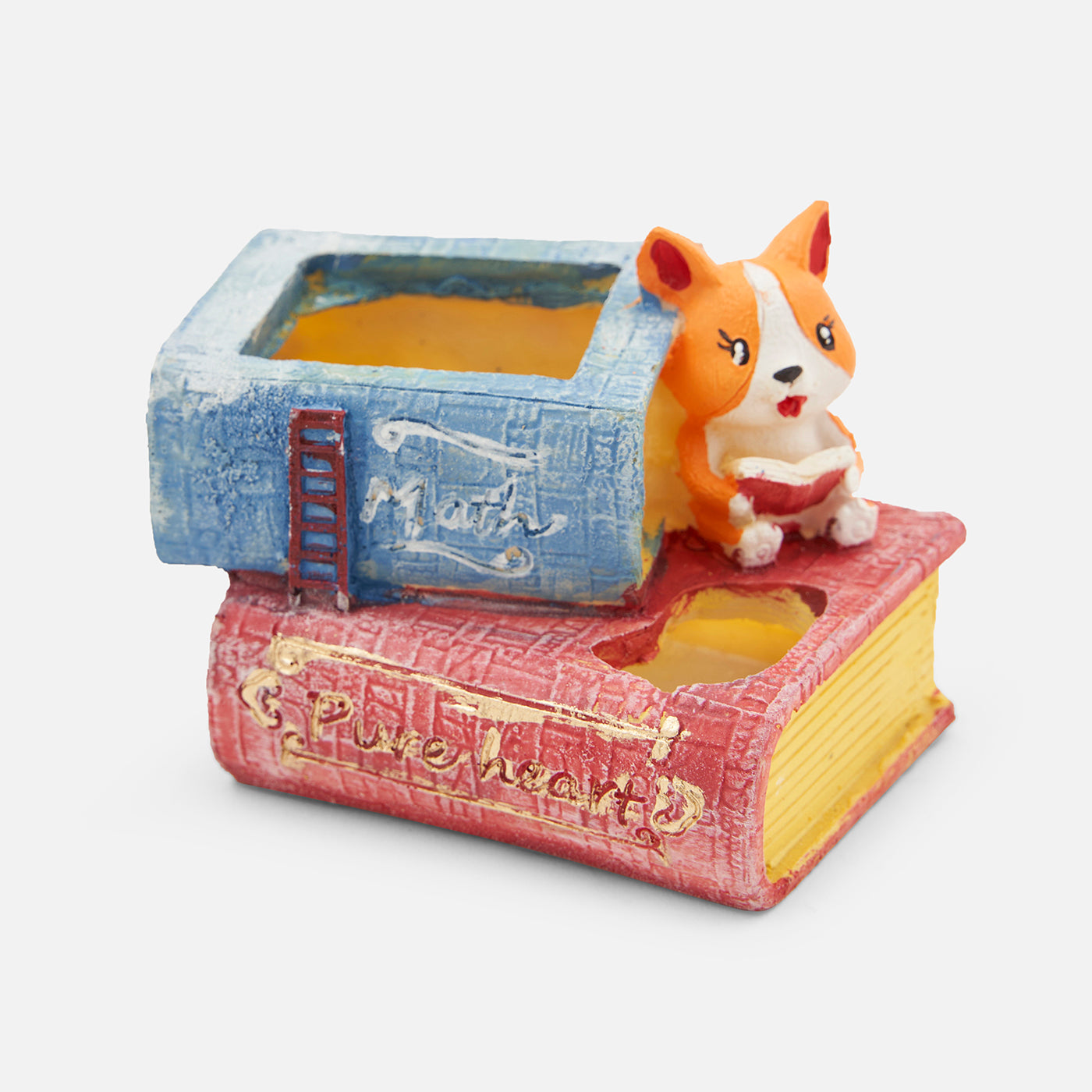 Handcrafted Puppy With Book Succulent Planter For Home Garden Office Desktop