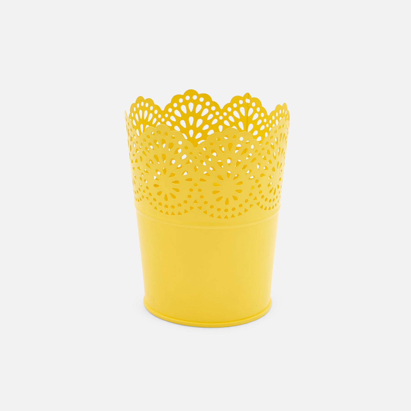 Metal Planter Flower Pot For Home Garden Office Desktop- Yellow