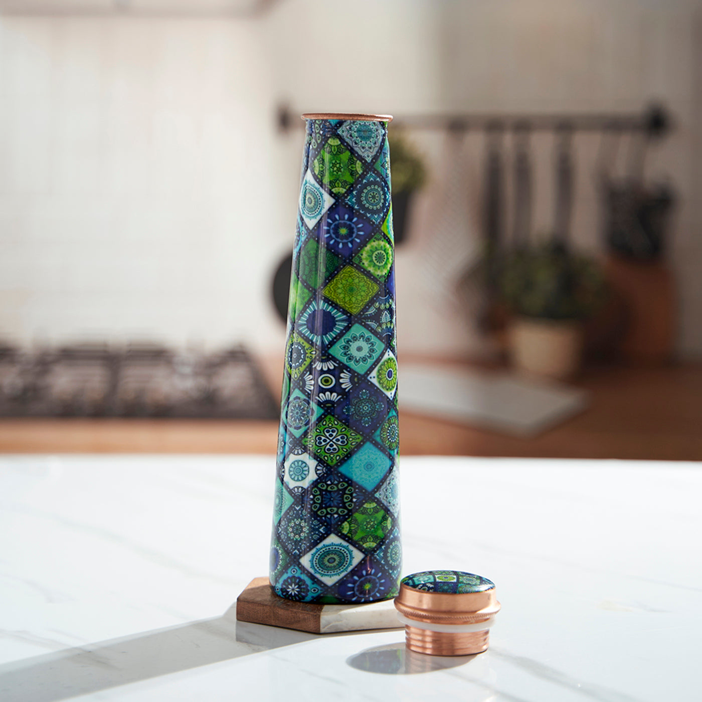 Copper Water Bottle 950 ML Slim Classic Pure Copper Leak Proof Durable Rust Proof Non-Toxic and BPA Free Bottles for Yoga Gym Trekking Office Travel Home Tamba Water Bottle