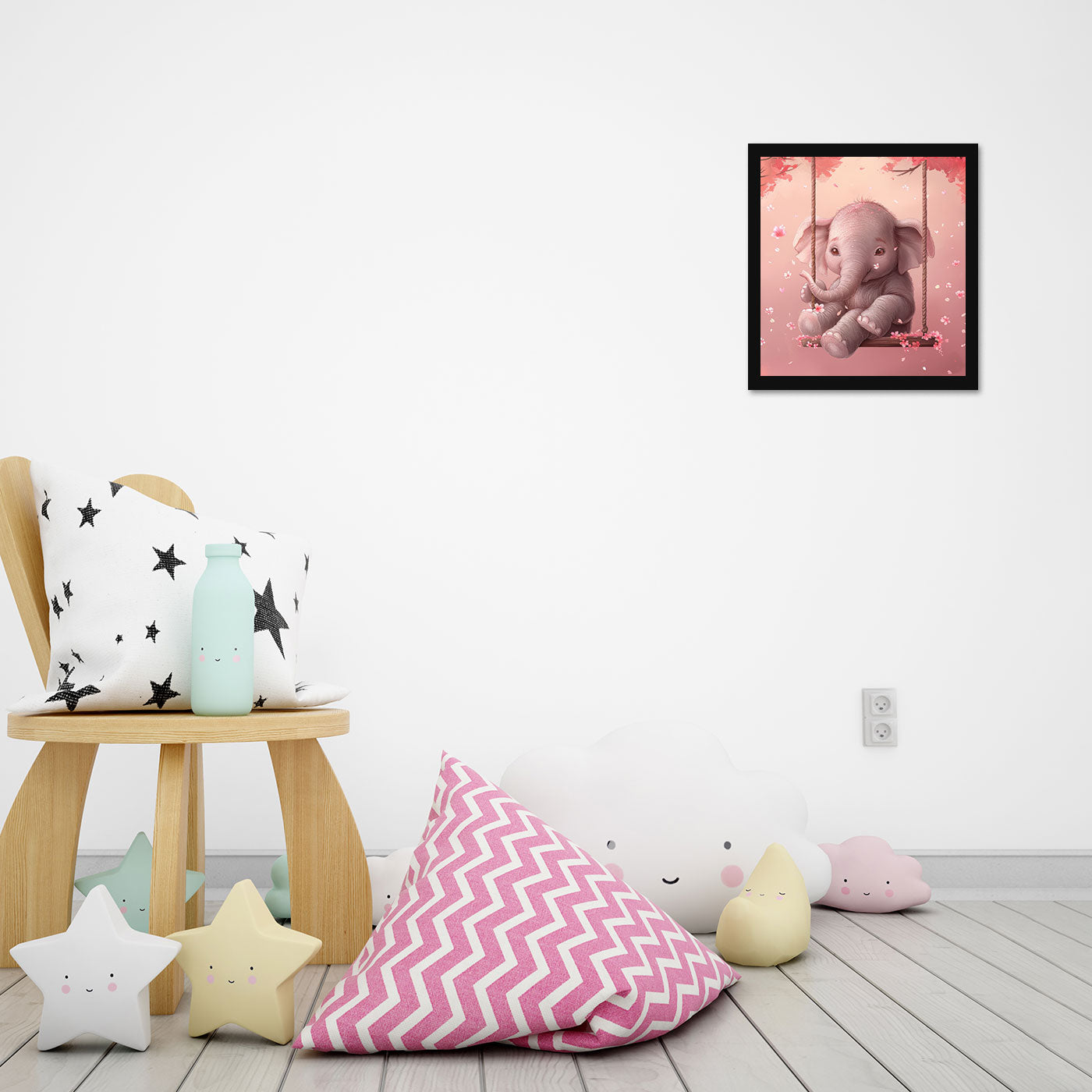Cute Elephant Printed Wall Frame for Wall Decoration Wall Poster Frame for Kids Bedroom Living Room Home Decor Gift for Birthday Kids Boys and Girls