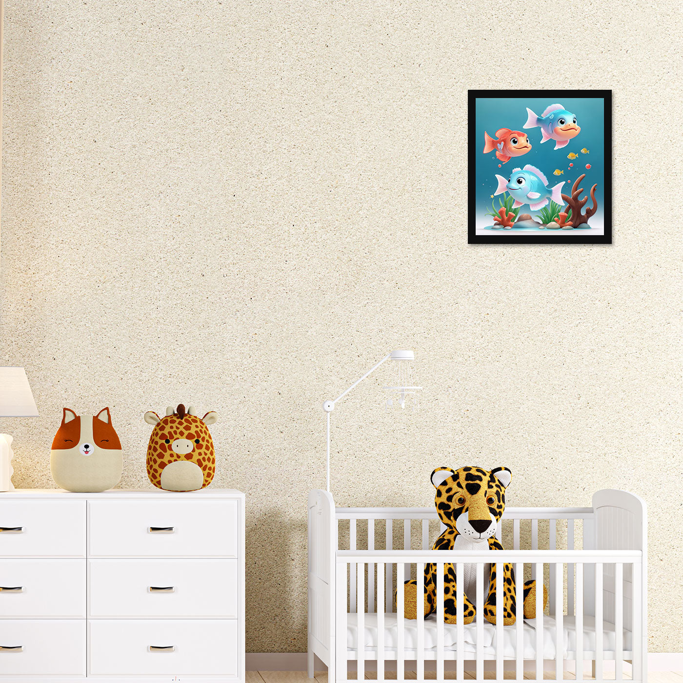 Fish Printed Wall Frame for Wall Decoration Wall Poster Frame for Kids Bedroom Living Room Home Decor Gift for Birthday Kids Boys and Girls