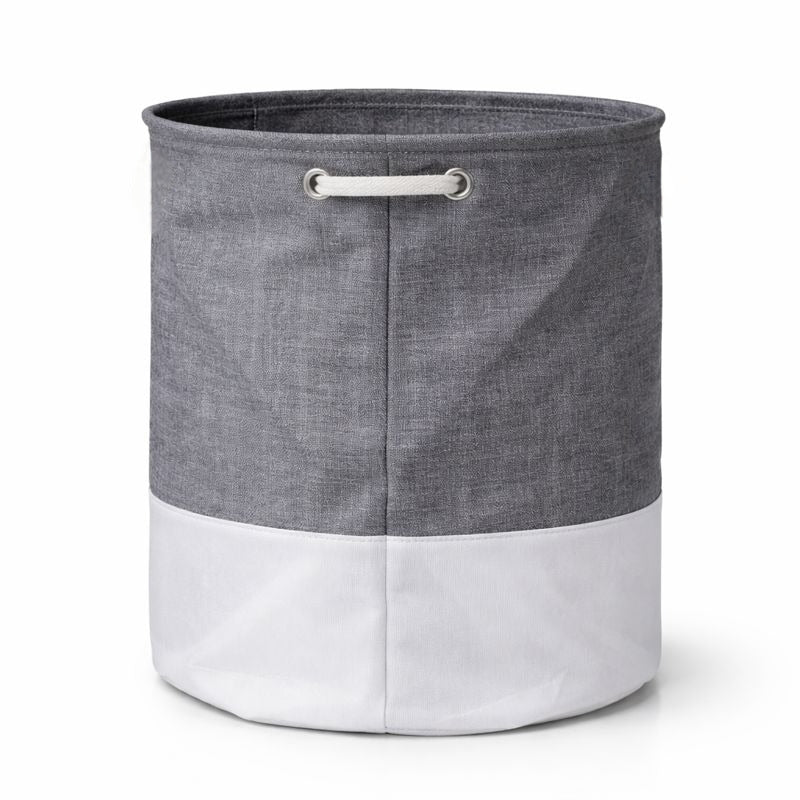 Foldable Laundry Basket for Clothes (Grey + White | Washing Graphic)