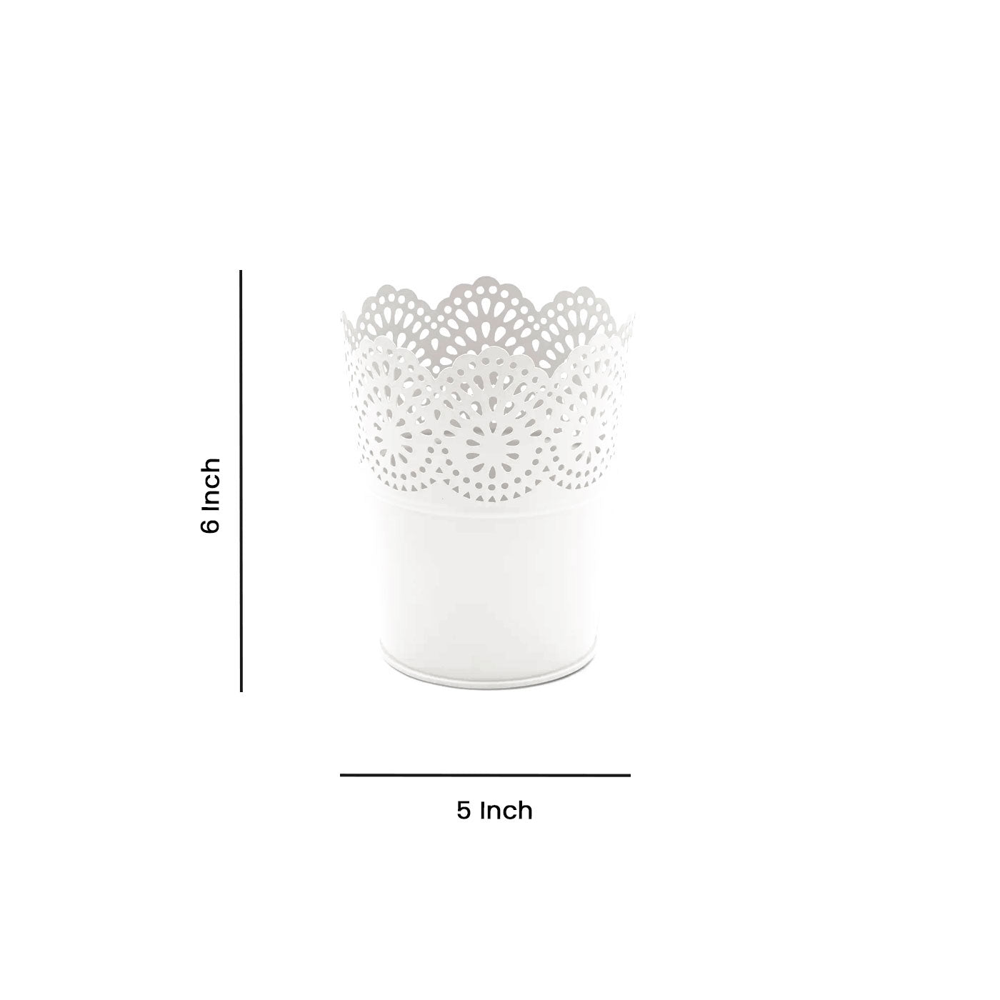Metal Planter Flower Pot For Home Garden Office Desktop- White