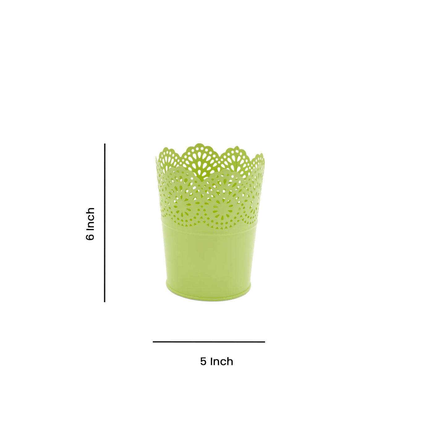 Metal Planter Flower Pot For Home Garden Office Desktop- Green