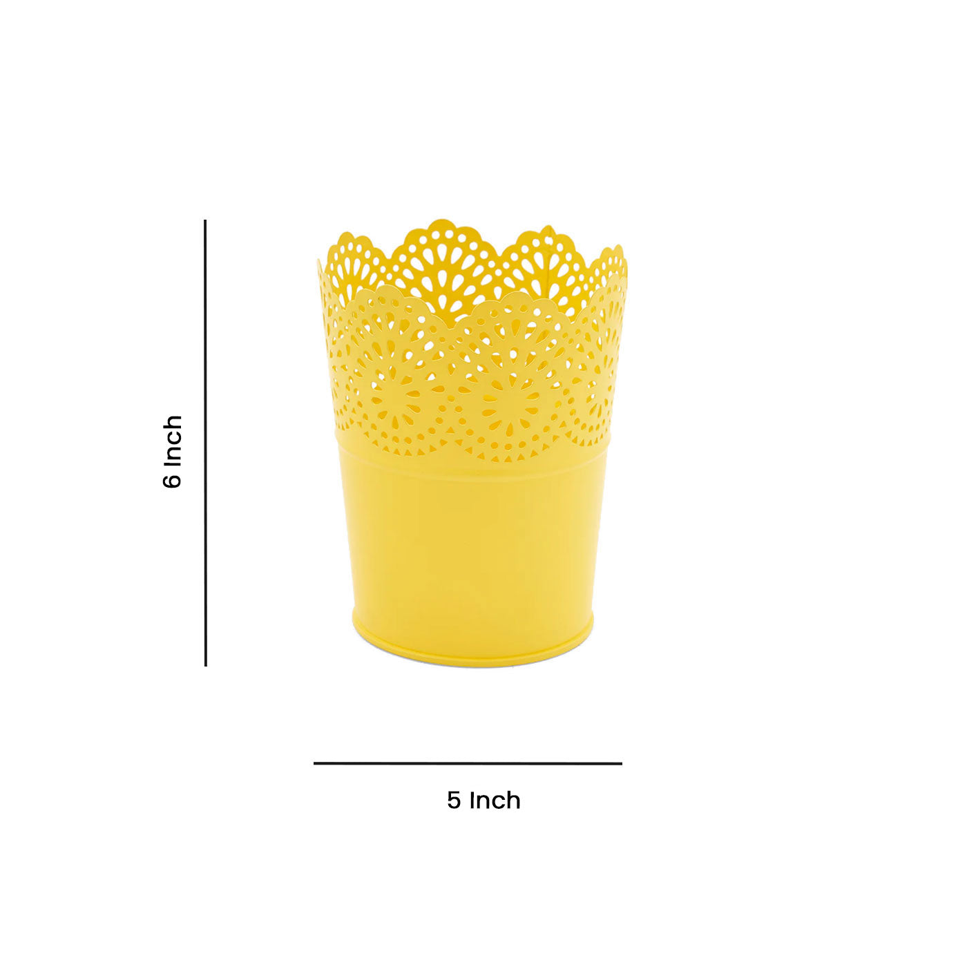 Metal Planter Flower Pot For Home Garden Office Desktop- Yellow