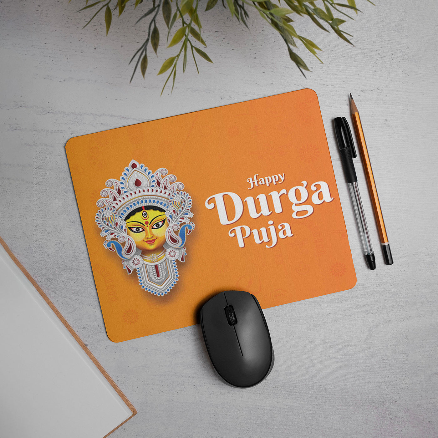 Durga Puja Printed Mouse Pad Non-Slip Spill-Resistant Mousepad with Special-Textured Surface for Laptop, Computer