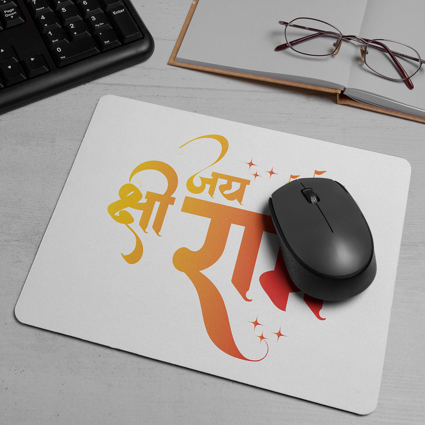 "Jai Shri Ram" Printed Mouse Pad Non-Slip Rubber Base Desk Mousepad for Laptop PC