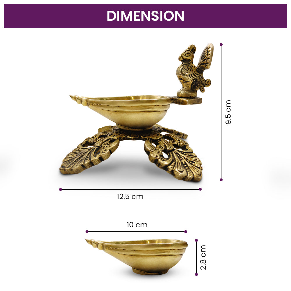 Brass Peacock Design Oil Wick Diya