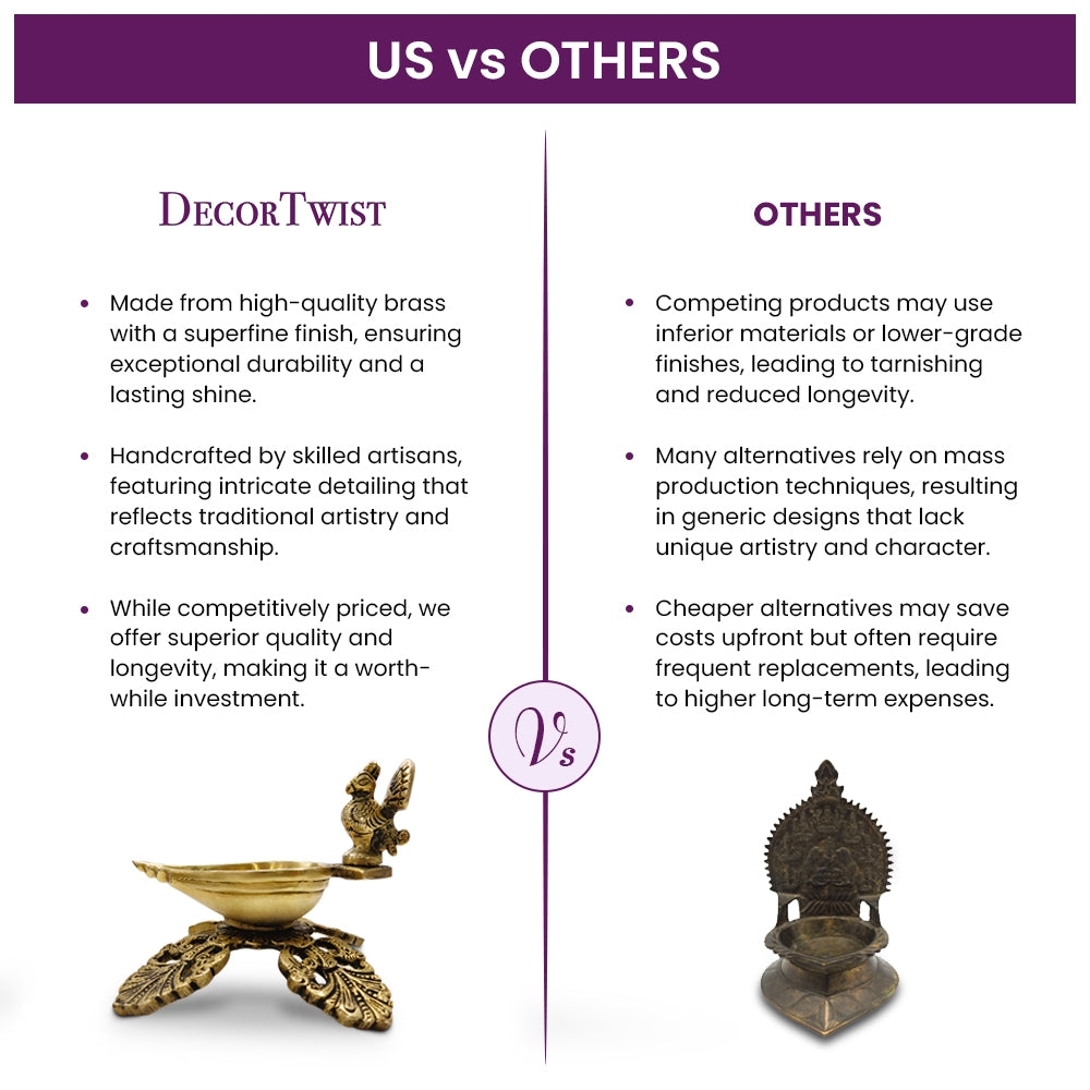 Brass Peacock Design Oil Wick Diya