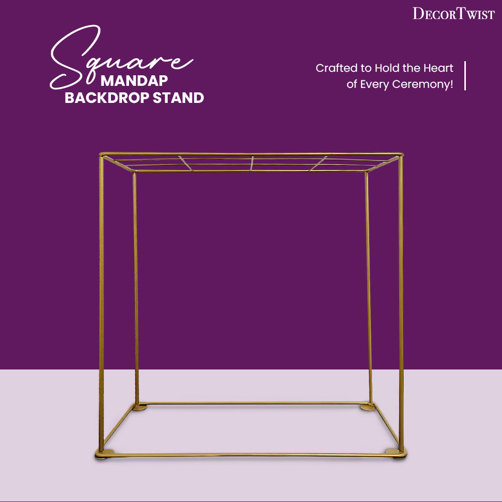 Square Mandap Backdrop Stand for Decoration Christmas, Ganpati Sthapna , Laxmi Ganesh Diwali ,Varalakshmi Pooja Festival Decoration Home Decor photo Background Support for Pooja Home Decor