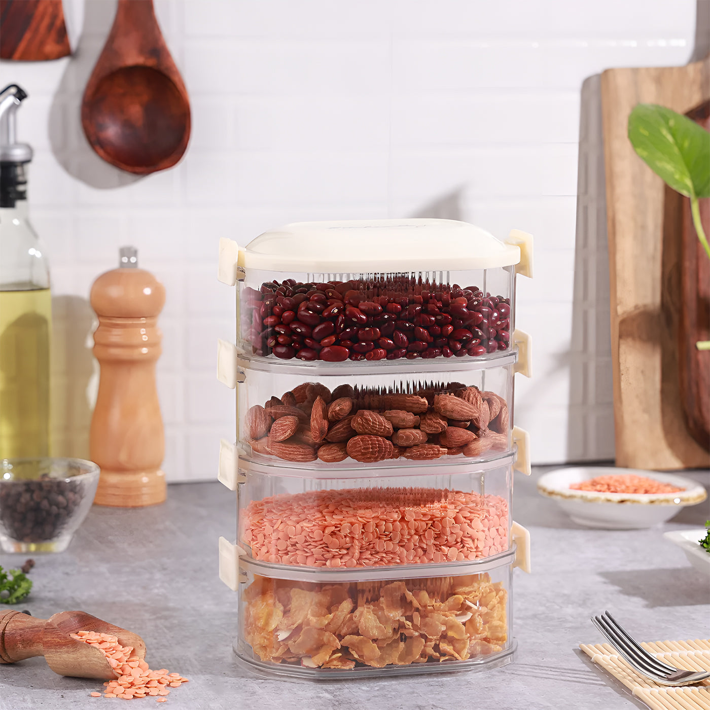 Airtight 4-Layer Spice Storage Box | Masala Containers for Kitchen Organization