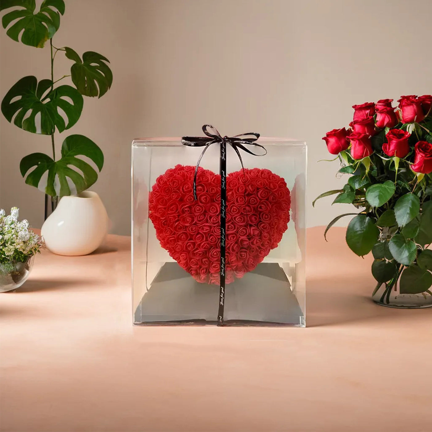 Heart-Shaped Rose Foam Flower Gift | Valentine's Day, Wedding, Anniversary, Christmas Decor | Romantic Love Simulation Flower for Girlfriend & Home Decoration (Red)