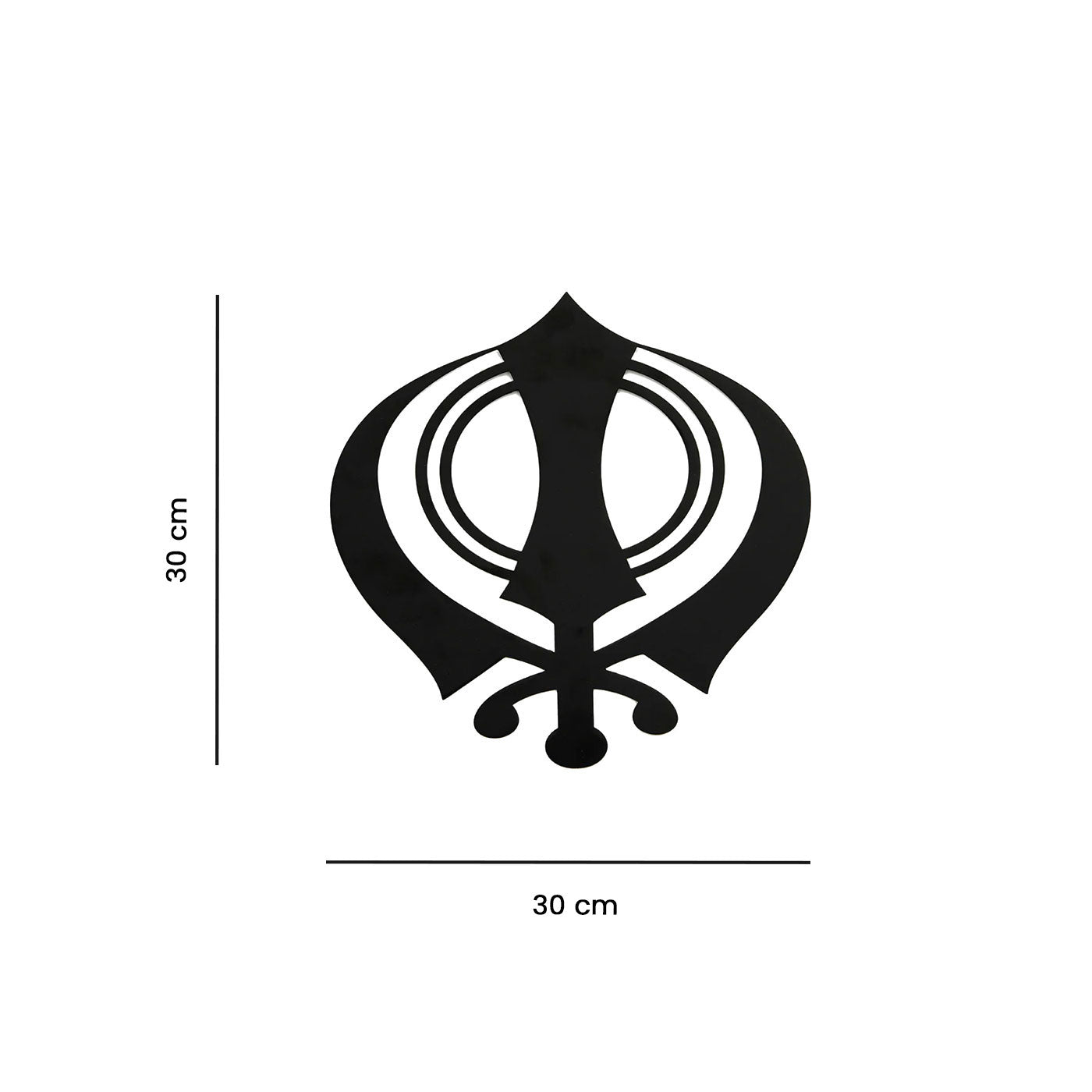 Khanda (Sikh Symbol) Metal Wall Art - Black