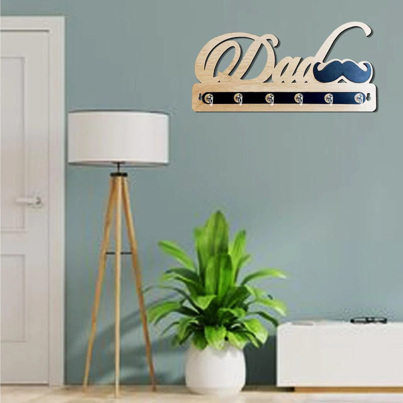 Dad Key holder | 6 Hooks Holder | Key Hanging Hooks for Home | Key Holder for Wall | Gift Items (Wooden)