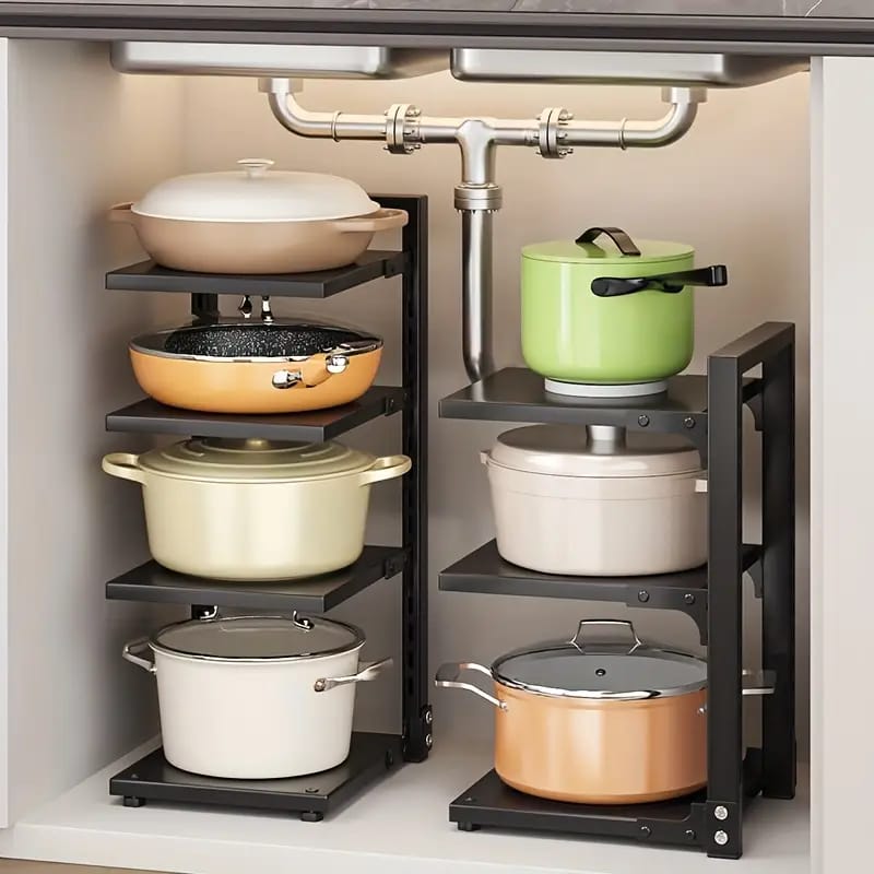 DecorTwist® Adjustable Carbon Steel Pot & Pan Organizer Rack