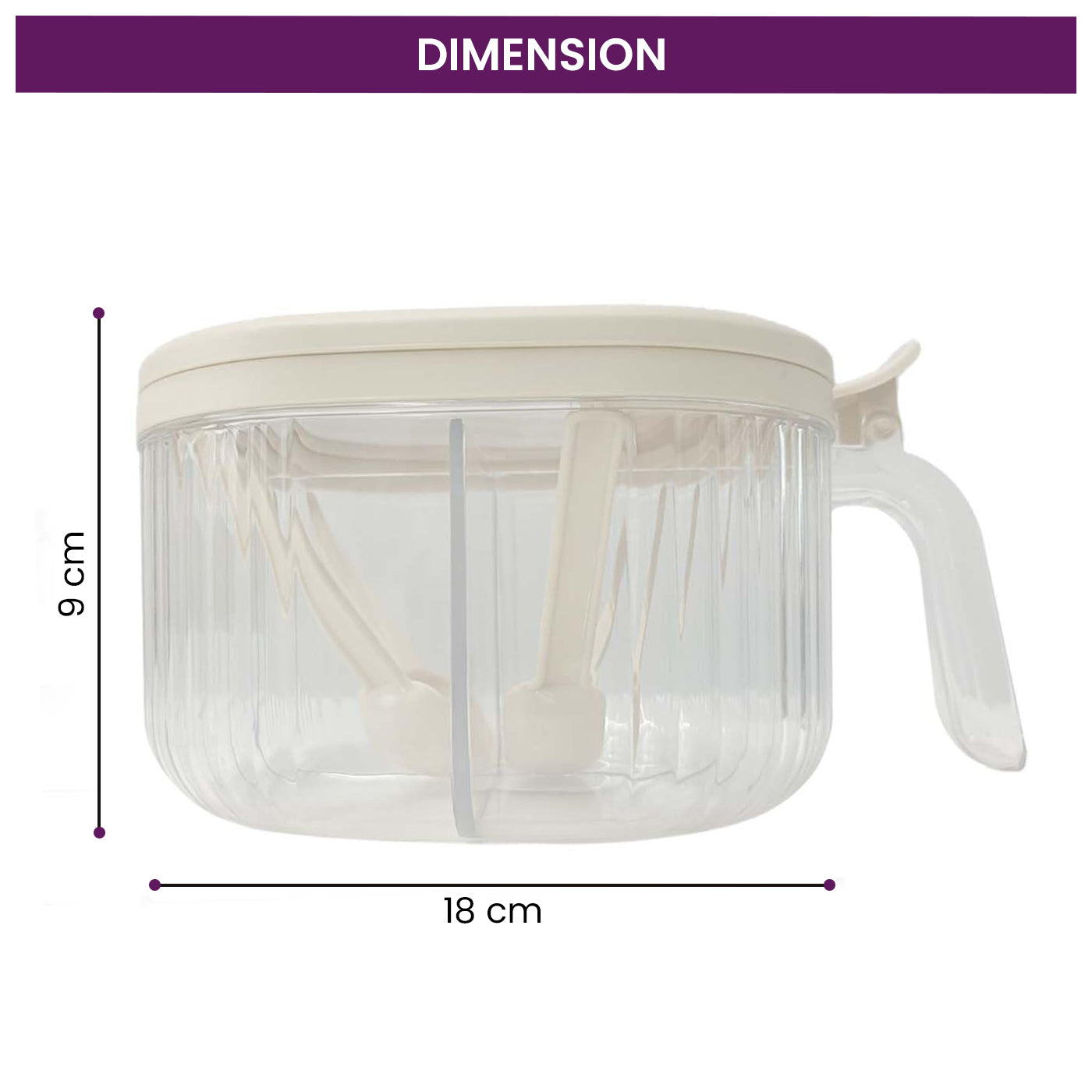 4-Compartment Plastic Spice Container: Seasoning Box with Lid, Spoon, and Handle for Sugar, Nuts, Spices (White)