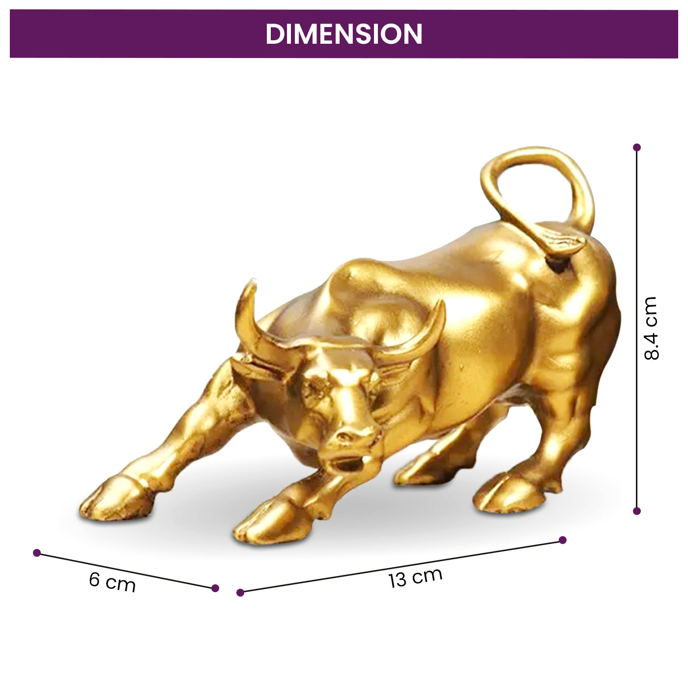 Resin Wall Street Bull Statue Decorative Showpiece (Gold)