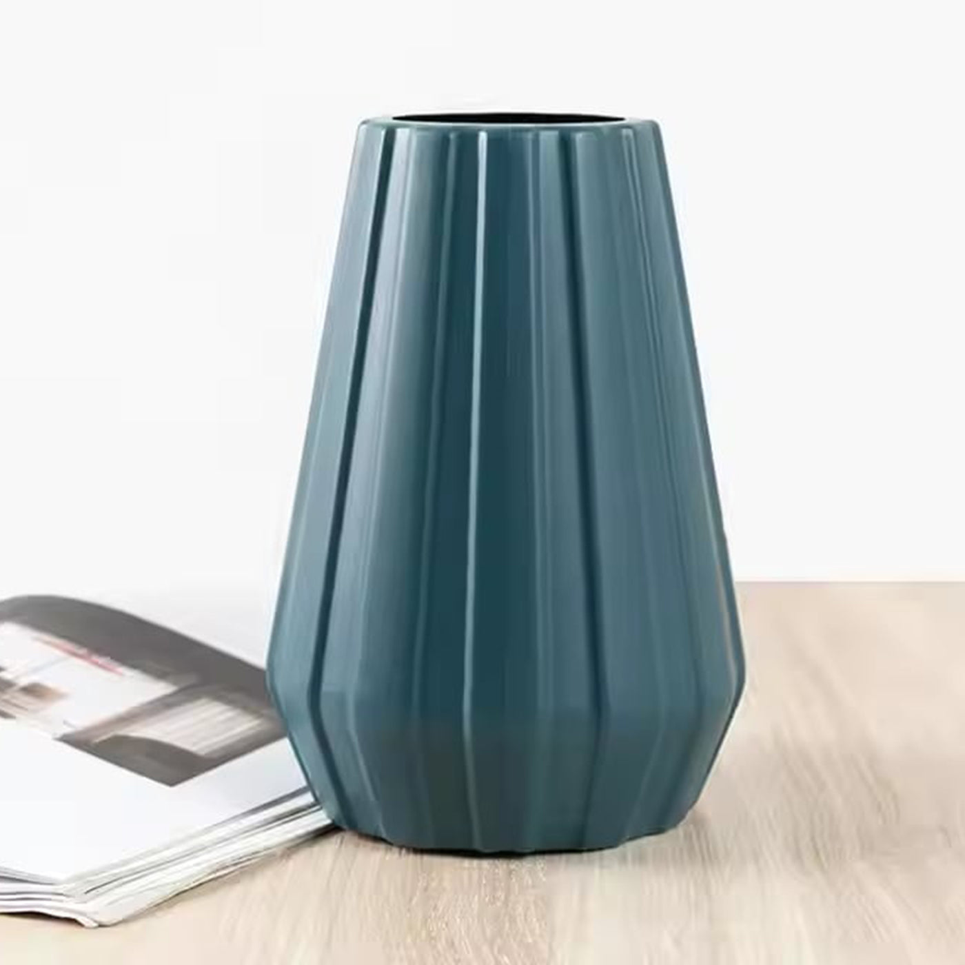 Plastic Flower Vases for Home Decor, Bedroom, Centrepiece Living Room, Office Decoration (Blue)