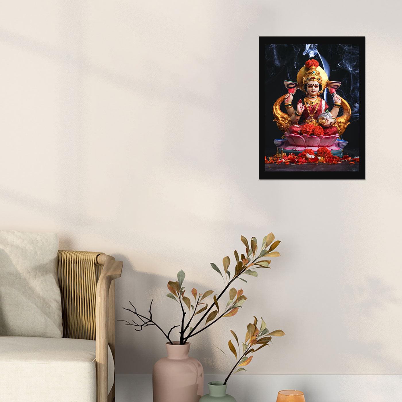 Vastu Shubharambh- Lakshmi Mata Poster Wall Frame for Wall Decoration Pooja Home and Vastu remedy