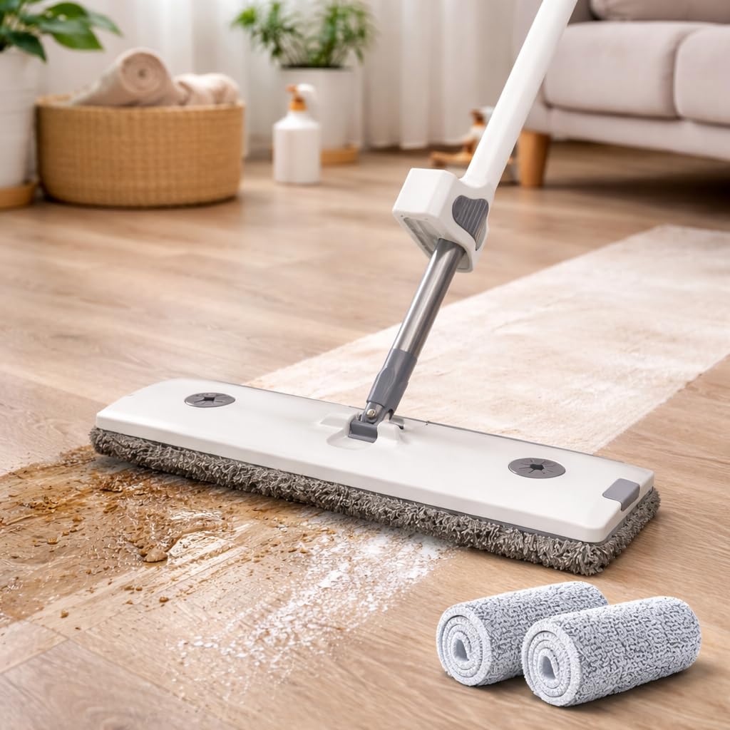 18-Inch Telescopic Floor Cleaning | Heavy-Duty Extendable Rod | Cotton Mop Head for Home, Office & Hospitals (Slider Squeeze Mop)
