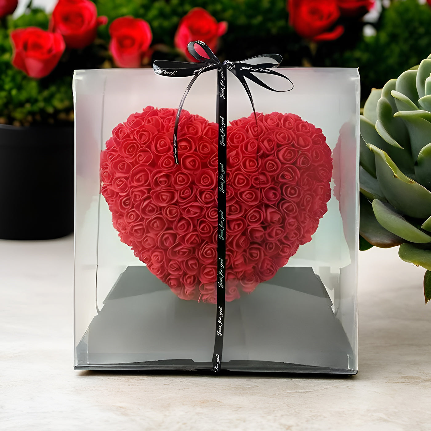 Heart-Shaped Rose Foam Flower Gift | Valentine's Day, Wedding, Anniversary, Christmas Decor | Romantic Love Simulation Flower for Girlfriend & Home Decoration (Red)