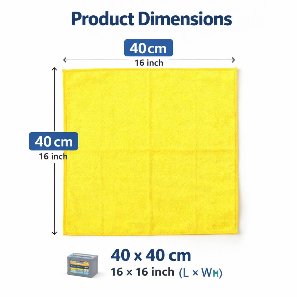 DecorTwist Multipurpose Cloth Organizer Storage Box | Heavy Duty Fabric Up to 280 GSM | Kitchen Cleaning Cloth | Car Bike Bus Vehicle Wiping Use (280 GSM, 40*40 CM)