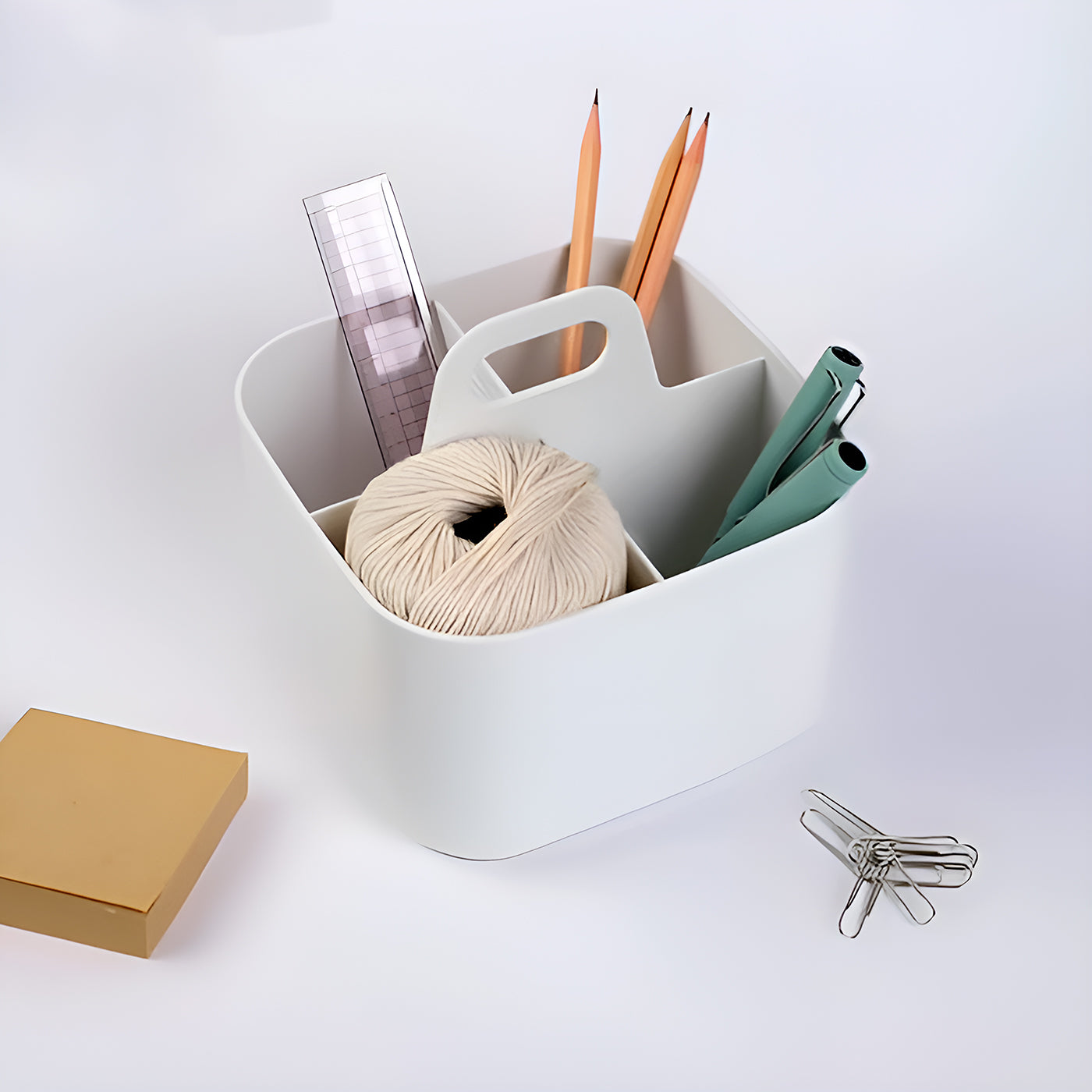 Multi-functional Plastic Desk and Bathroom Organizer 4 Compartments for Cosmetics, Pens, Pencils, and Toothpaste