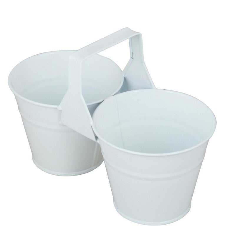 White Metal Table top Bucket, Planter