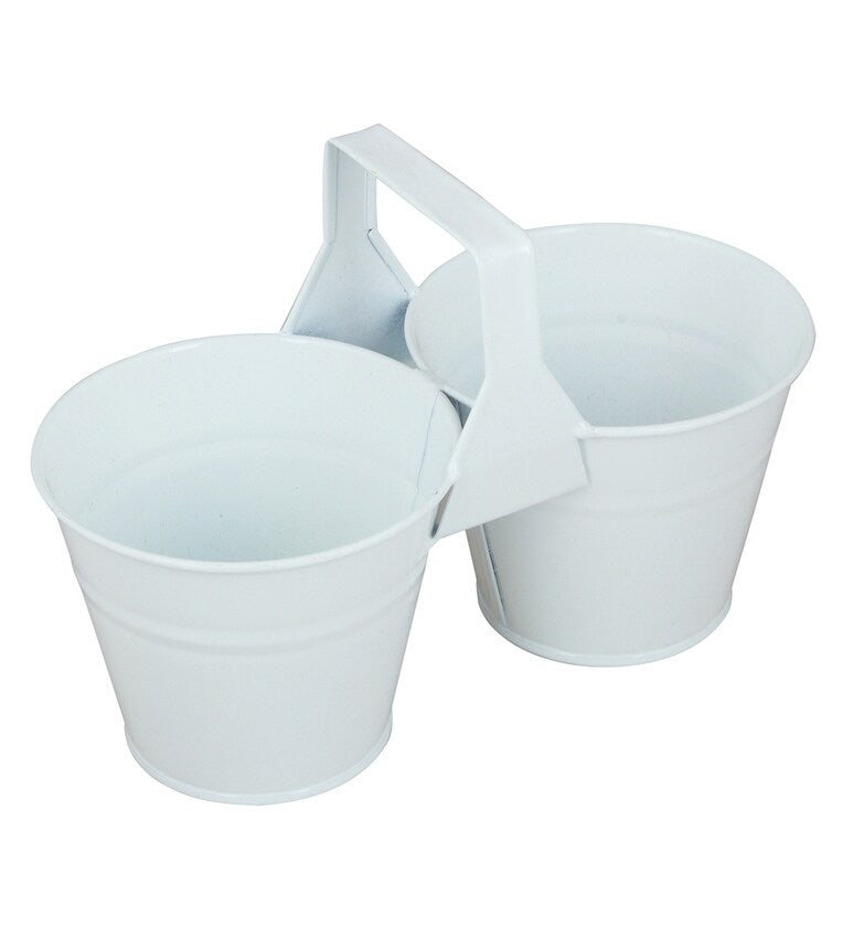White Metal Table top Bucket, Planter