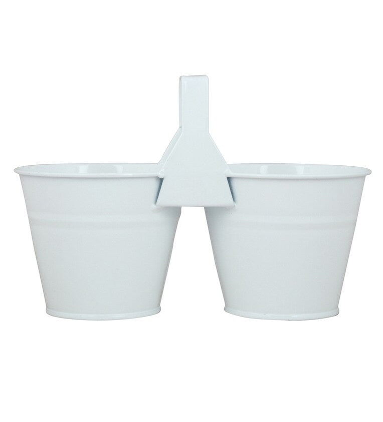 White Metal Table top Bucket, Planter
