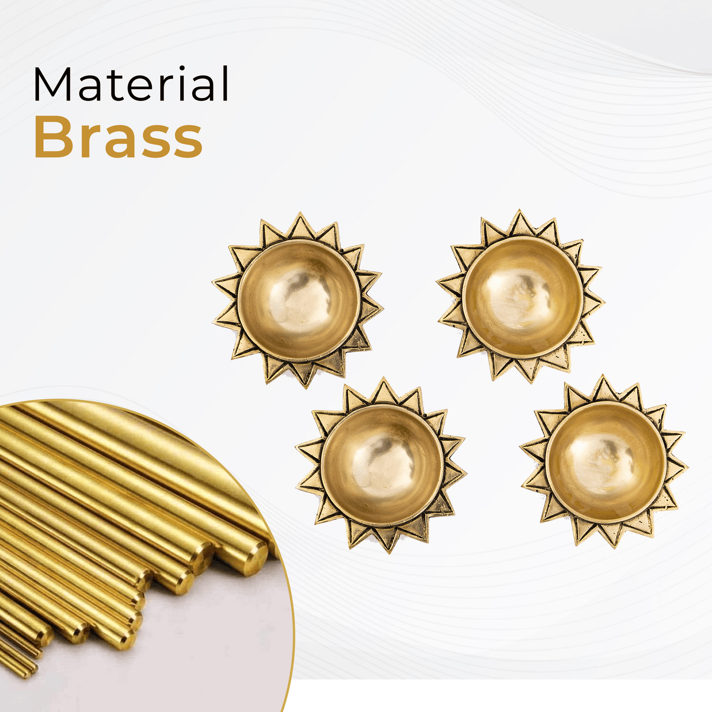 Brass Tapas Diya With Decorative Base Set of 2 With Gift Box
