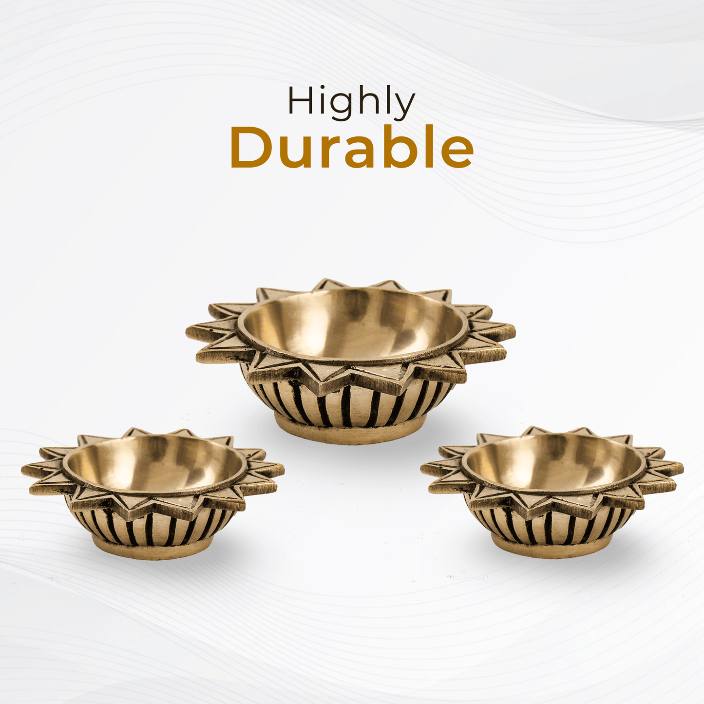 Brass Tapas Diya With Decorative Base Set of 2 With Gift Box