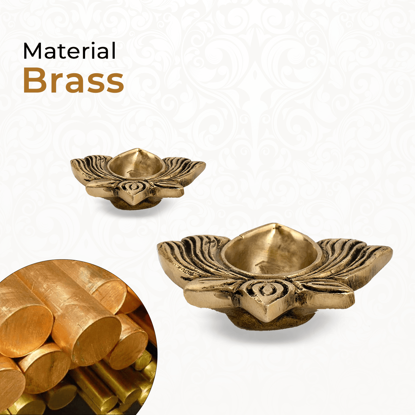 Brass Lotus Diya Set of 2 With Gift Box