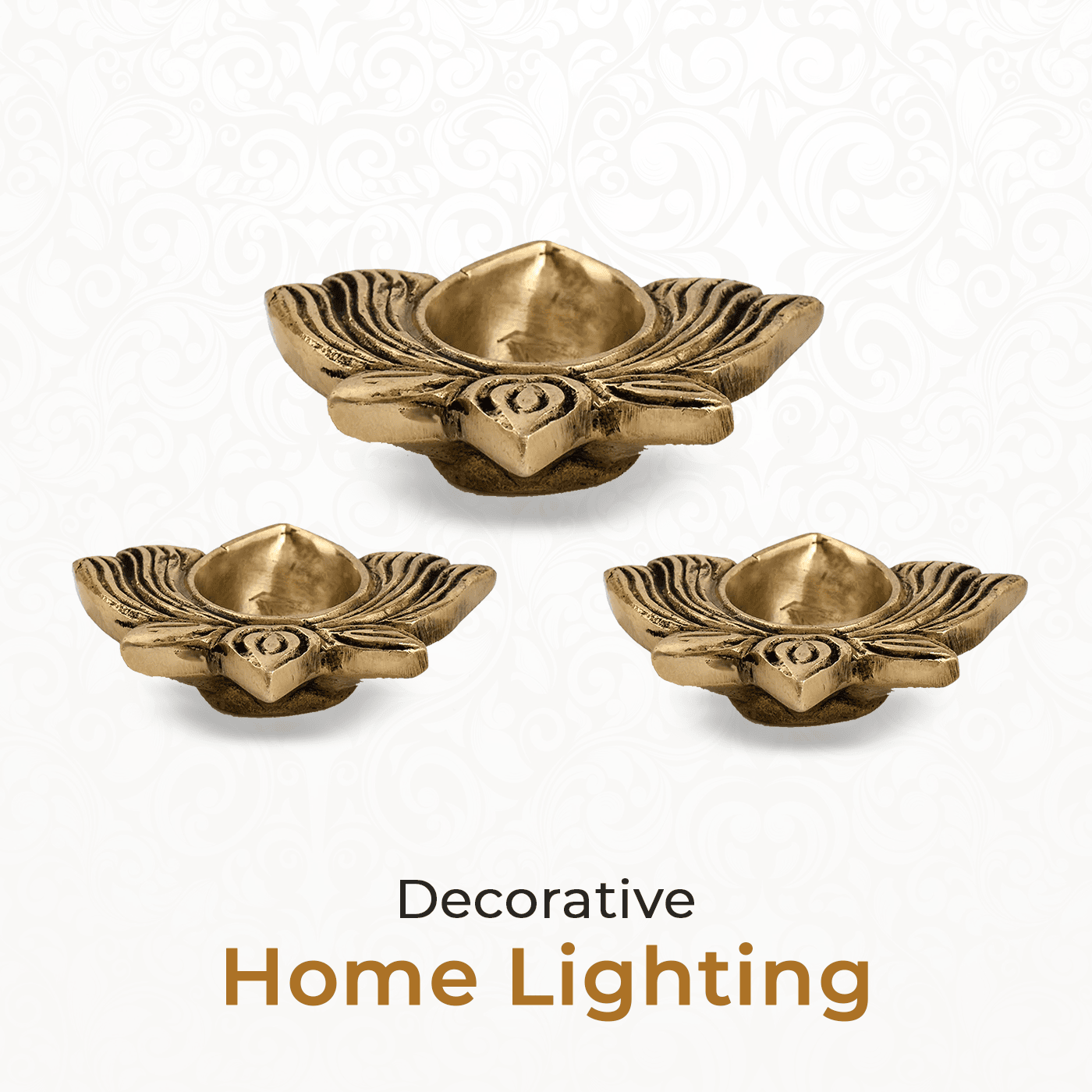 Brass Lotus Diya Set of 2 With Gift Box