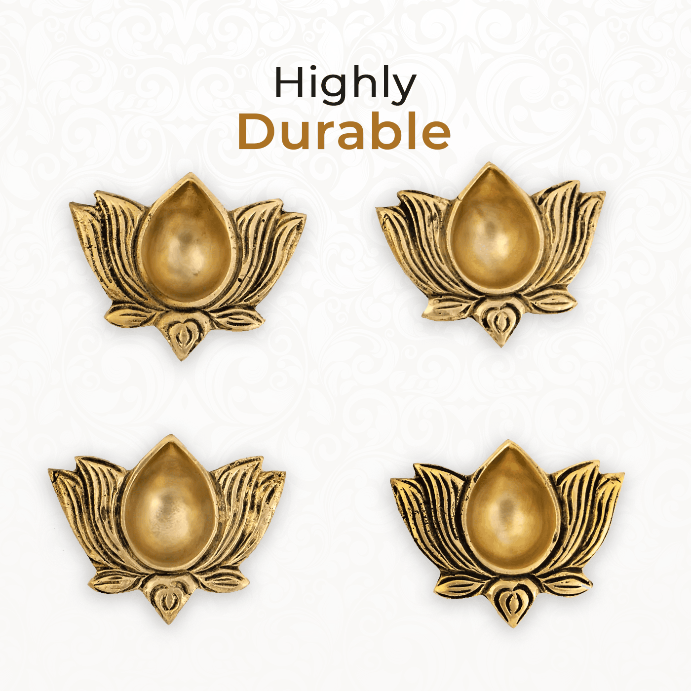 Brass Lotus Diya Set of 2 With Gift Box