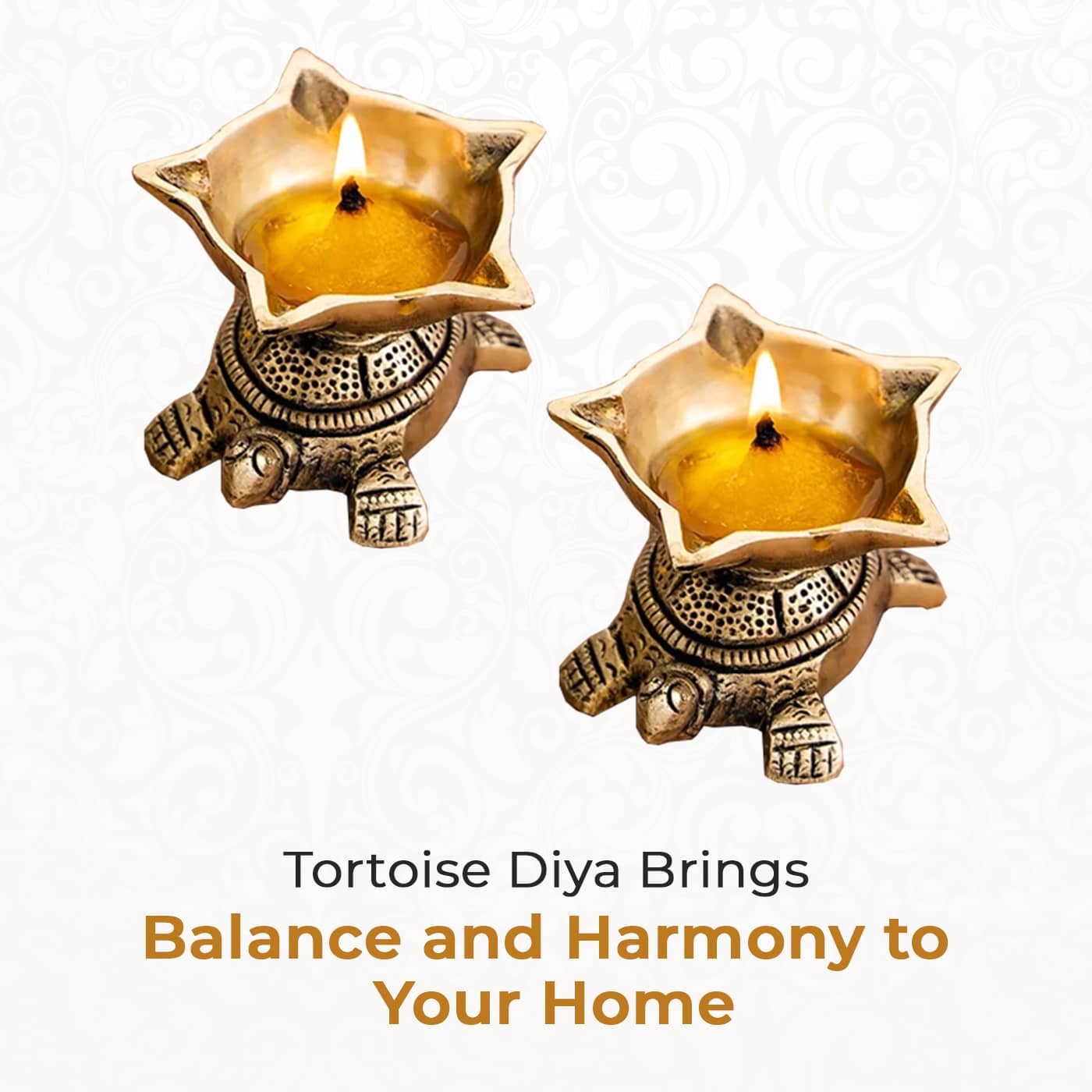 Vastu Decor -Brass Tortoise Panchmukhi Diya Set of 2 With Gift Box