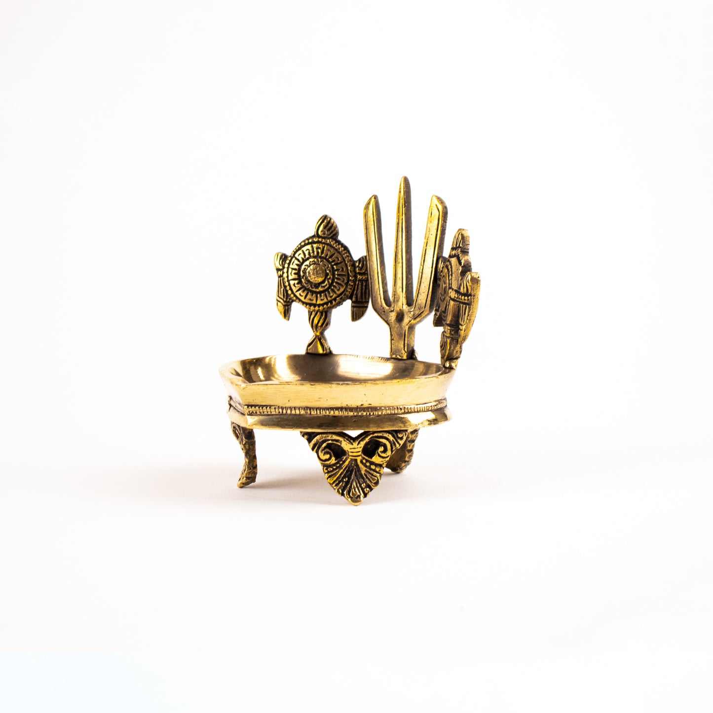 Brass Shankh Chakra Namah Diya