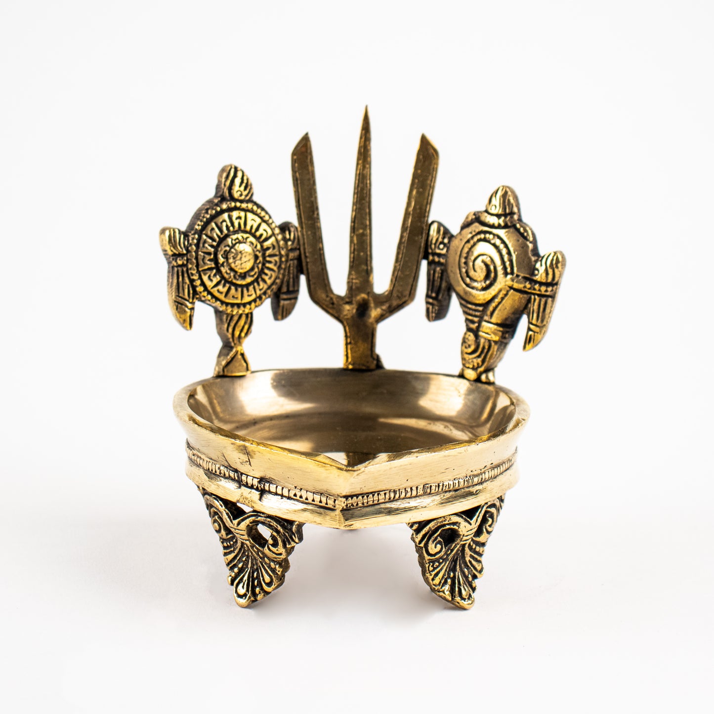 Brass Shankh Chakra Namah Diya