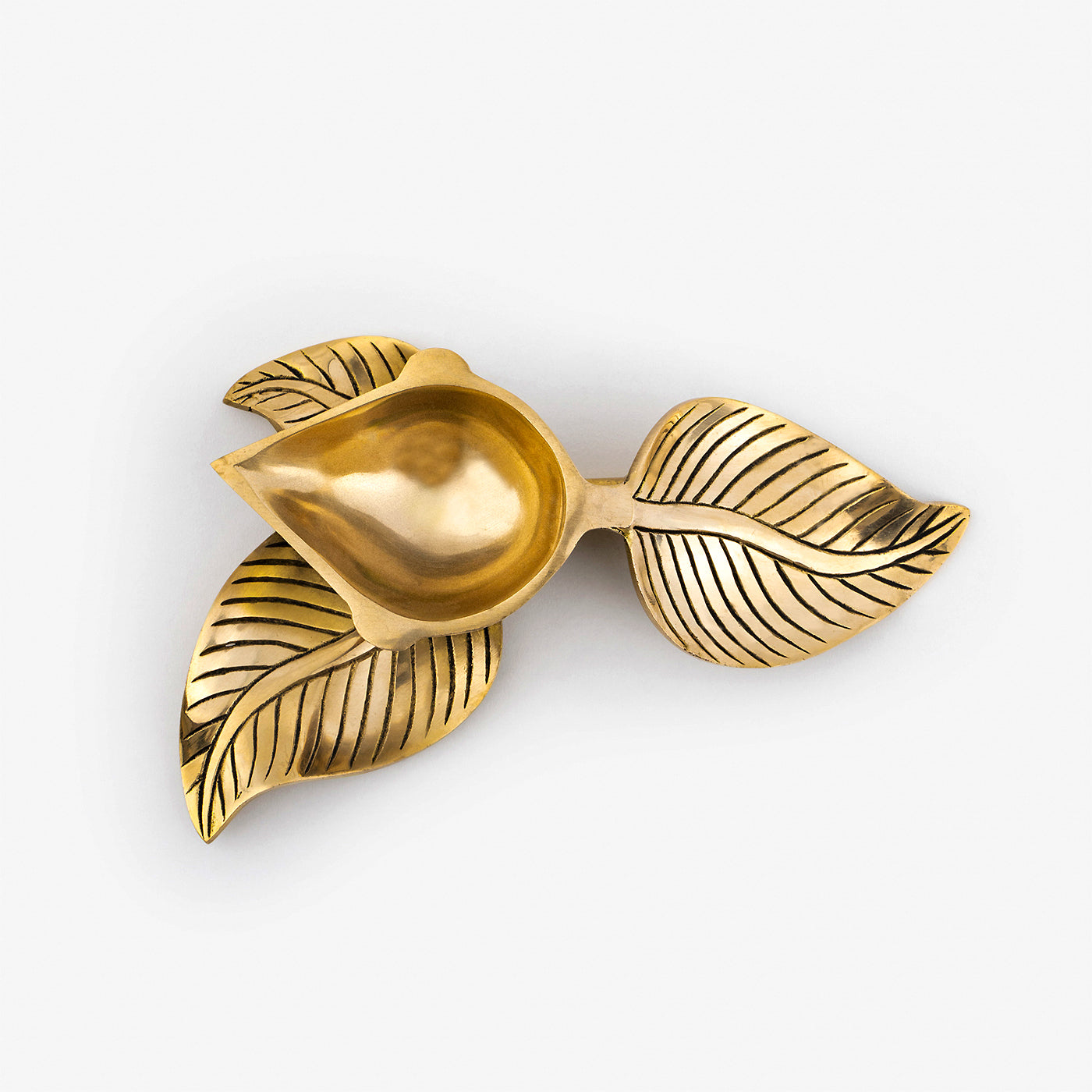 Decorative Leaf Diya with Anitque Brass Finish