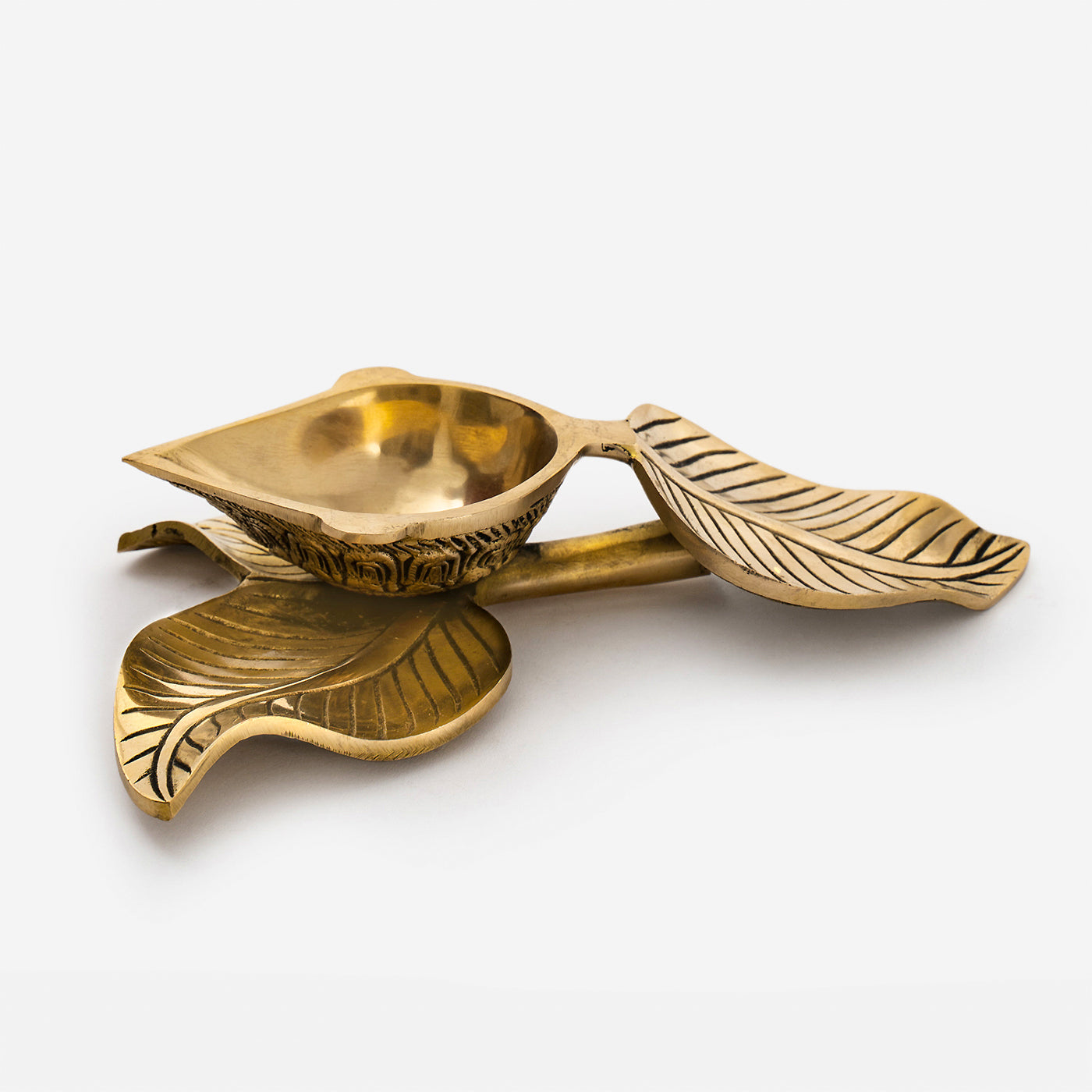 Decorative Leaf Diya with Anitque Brass Finish